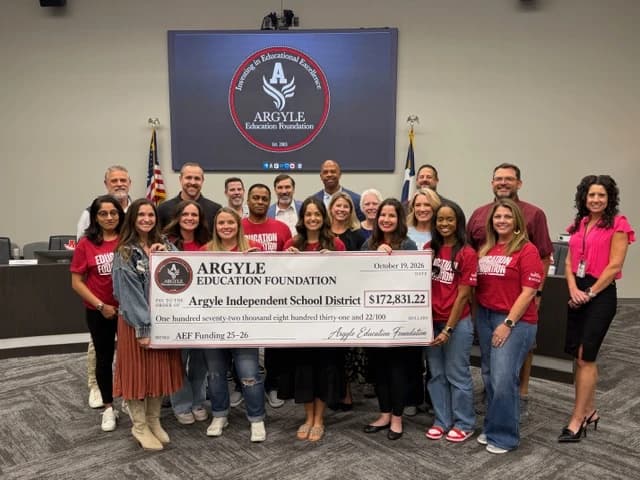 AEF presents $172,831.22 to Argyle ISD at the October 19, 2026 school board meeting